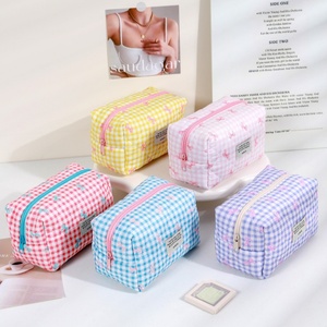 Bolsa de Almacenamiento de Papelería para Mujer, con Diseño de Lazo, para Viajes, Estudiantes, Estuche de Lápices para Niñas, Bolsa de Maquillaje Retro, Cosmetiquera de Algodón con Cierre Suave - Product Image 4