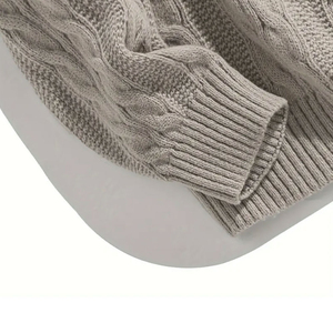 Men's Winter Knit Pullover Sweater 100% Cotton Breathable Premium Quality Soft Bulk Supplier Crew Neck - Product Image 5