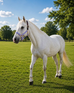 Harnais pour cheval en PP bleu ciel et marron avec boucles et anneaux dorés pour l'équitation et l'entraînement - Product Image 4