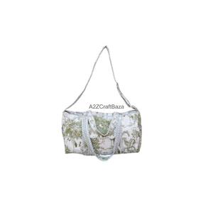 Sac de sport vintage matelassé en coton 100% pur personnalisé, sac de voyage de week-end, sac de plage d'été pour femmes - Product Image 1