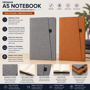 Premium <b>A5</b> PU Leather Cover <b>Notebook</b> with Smooth Writing Paper Pen Loop-Agenda Style Travel Journal for Office/School Use Gift - Product Image 1