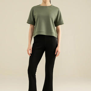 T-shirt décontracté pour femme, style actif, col rond, manches courtes, en coton doux, respirant, confortable, idéal pour l'été et le quotidien - Product Image 6