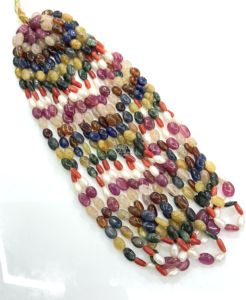 AAA Nine Precious Gemstone Emerald Sapphire Ruby Coral Pearl <b>Garnet</b> Beads Natural Navratan Smooth Oval 5x7mm Beads 16inch Strand - Product Image 1