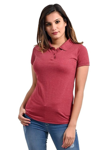 Polo uni pour femme en coton respirant à manches courtes, tricoté, boutonné, décontracté, pour l'été 2026 - Product Image 3