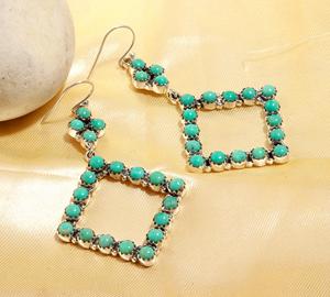 Natural Turquoise Oval Cut Gemstone 925 Sterling Silver Drop <b>Earrings</b> Exporter Natural Gemstone Jewelry <b>Fine</b> Silver Jewelry - Product Image 3