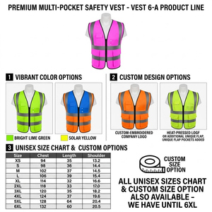Chaleco de Seguridad Rosa Personalizado OEM/ODM con Tiras Reflectantes y Múltiples Bolsillos, con Opción de Logotipo y Diseño Personalizados - Product Image 2