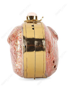 Pochette ronde en coquille d'ormeau rouge naturel avec cadre doré, sac de soirée marin de luxe, sac à main de déclaration pour resort, export OEM - Product Image 3