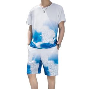 Survêtement 2 pièces d'été personnalisable pour hommes Streetwear Ensemble t-shirt à manches courtes pantalon de jogging Logo personnalisé Style décontracté - Product Image 1