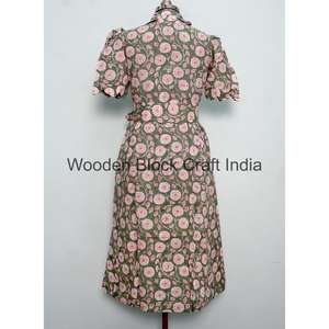 Vestido Midi Bohemio de Verano para Mujer, Vintage, 100% Algodón, Elegante, de Manga Corta, con Estampado Floral, Corte en A, Cintura Natural con Cinturón - Product Image 5