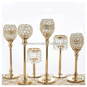 Honneur de bougeoirs en cristal bougeoir hôtel table mariage avec perles de cristal pour la fête de mariage - Product Image 3