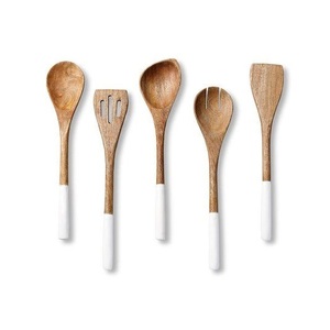 Ensemble de spatules classiques en bois d'olivier, outils de cuisine en bois naturel pour la cuisson, le fritage, le mélange et le service - Product Image 6