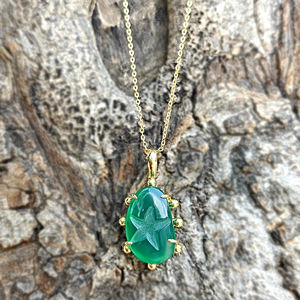 Collar con Colgante de Estrella de Ónix Verde Tallado a Medida, Chapado en Oro de 18k, Hecho a Mano, con Cadena de Cable y Piedras Preciosas, para Boda - Product Image 4