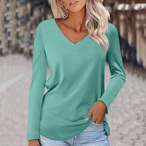 Hot Selling Classic Design Printed Denim/Corduroy Stylish Ladies' Casual Long Sleeved T-<b>Shirt</b> Winter - Product Image 3
