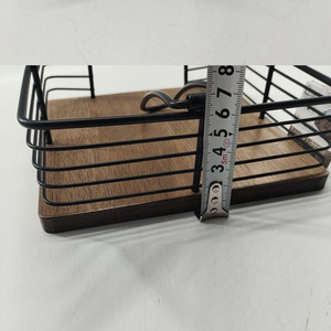 Wood & Metal <b>Napkin</b> Holder Featuring <b>Black</b> Wire Metal Caddy And Weighted Arm Design For Farmhouse Tabletop Dining Decoration - Product Image 6