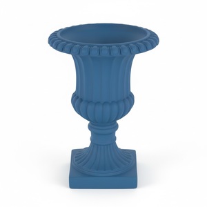Urne de jardin en métal finition or avec base carrée, jardinière classique d'extérieur pour la décoration de fleurs et de plantes vertes, urne de jardin - Product Image 5