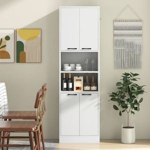 Armadio da Cucina Alto 75 Pollici con Ante e Ripiani, Elegante Credenza per Organizzazione e Stoccaggio - Product Image 2