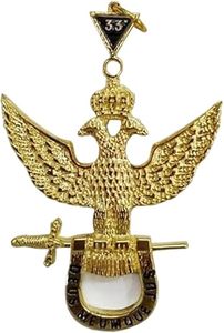 Colgante Masónico del Rito Escocés de 32.º Grado - [Dorado][1 1/2'' de Alto] Acabado en Oro, Incluye Solo el Colgante - Product Image 4