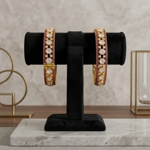Women's 925 Silver Monzo Bangles Traditional Ruby Stone Designer <b>Kada</b> Bracelet Set for Women Classic Wedding Jewelry - Product Image 2