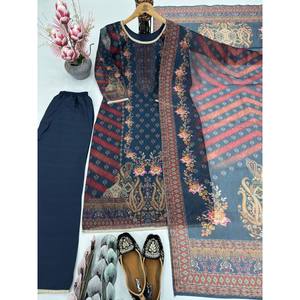 Hermosa parte superior-inferior india y pakistaní y Dupatta para ropa de fiesta - Product Image 2