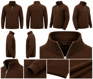 Suéter de punto para hombre, color marrón, cuello alto, corte regular, manga larga, color sólido, con logo frontal, transpirable, para invierno - Product Image 2