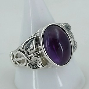 Amethyst <b>Ring</b> Handmade Sterling Silver Bezel Setting Natural Purple Oval Gemstone <b>Boho</b> Jewelry February Birthstone - Product Image 4