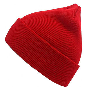 Red Unisex Knitted <b>Beanie</b> <b>Hat</b> Solid Color Casual Winter Cap 100% Acrylic Cuffed Design for Adults - Product Image 5