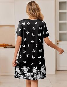 Robe d'été florale bohème pour femmes, à fermeture éclair, manches courtes, légère, douce, avec poches - Product Image 2
