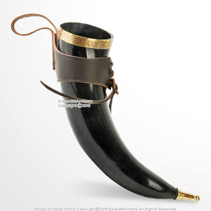Polished Eco-Friendly Viking <b>Drinking</b> Horn with Agate Inlay and Carved <b>Stand</b> Animal Style Norse Decor and Drinkware - Product Image 2