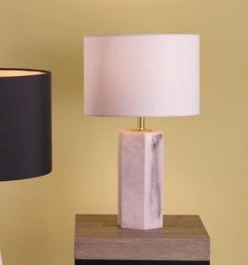 Luxury White Marble Table Lamp With Hand <b>Chiseled</b> <b>Stone</b> Top Artistic Craftsmanship Premium Fabric Shade Soft Ambient Lighting - Product Image 5