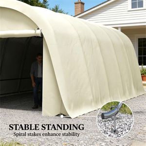 Tettoia Portatile Beige per Auto, Riparo dalla Pioggia, Gazebo Facile da Montare - Product Image 4