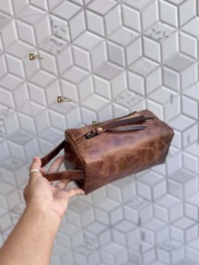 Nuevo Organizador de Artículos de Aseo de Cuero Genuino de Diseño, Kit de Afeitado para Hombre y Mujer, Bolsas de Cosméticos de Viaje de Cuero Real, Bolsas de Maquillaje - Product Image 2