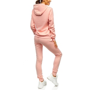2025 nuevo chándal de mujer de algodón grueso de dos piezas en blanco Jogging traje liso de gran tamaño pulóver sudaderas con capucha conjunto de mujeres - Product Image 3