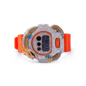 Luxury Round Dial Analog Half Iced Out Moissanite Diamond <b>Watch</b> with Unique Design Glass Crystal Metal <b>Case</b> Rubber Band - Product Image 3