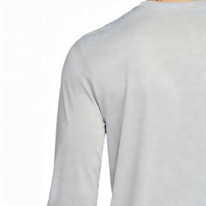 T-shirt en coton de qualité supérieure pour homme, coupe classique, manches longues, sans col, motif tricoté doux, vente en gros de vêtements pour homme - Product Image 5