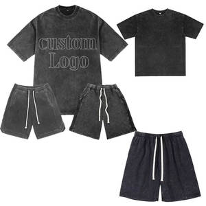 Conjunto de Camiseta de Manga Corta con Cuello Redondo y Pantalones Cortos Bordados para Hombre, Talla Grande, Verano - Product Image 4