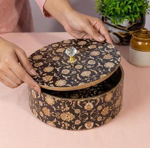 En gros, ensemble de plateaux et pots en corne Pichwai, faits main, au toucher réel, motif animalier indien, pour cadeau de remerciement - Product Image 1