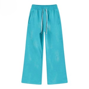 Men's Wide Leg Cotton Sweatpants <b>Elastic</b> <b>Waist</b> Drawstring Side Pockets Casual Autumn Pants - Product Image 4