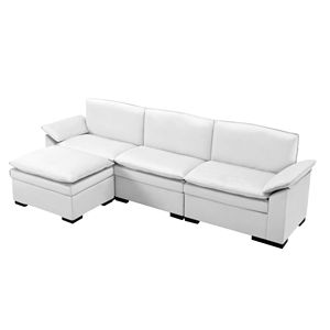 Divano Componibile Beige 117.7 con Pouf per Arredamento Soggiorno - Product Image 4