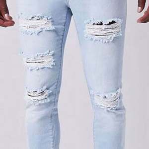 Jean déchiré noir pour homme, coupe slim, effet éclaboussures de peinture, pantalon en denim, streetwear, mode décontractée, design personnalisé - Product Image 2