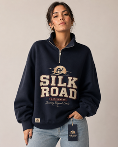 เสื้อสเวตเชิ้ตไหมพรมผู้หญิงแบบซิปครึ่งตัว คอปกพับได้ ลายเรียบ สไตล์ลำลอง ใส่ได้ในฤดูร้อน ผ้าไม่เป็นขุย พิมพ์ลายดิจิทัล - Product Image 5