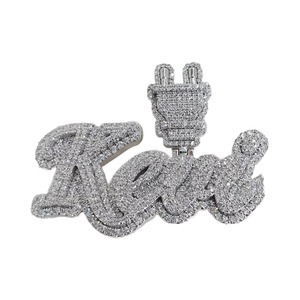 Iced Out Custom Letter Name <b>Pendant</b> Moissanite 925 <b>Silver</b> Hip Hop Themed Charms Personalized <b>Initial</b> Letter <b>Pendant</b> For Men's - Product Image 1