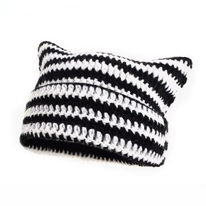 Gorro de Punto con Orejas de Gato, Gorro de Invierno Cálido a Rayas, Gorro de Ganchillo Unisex para Esquí, Uso Diario Informal, 100% Acrílico - Product Image 6