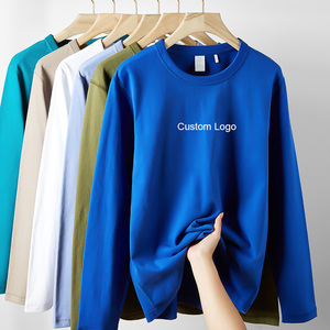 T-shirt à manches longues pour homme, col rond, couleur unie, tricot en coton, coupe décontractée, respirant, design uni - Product Image 5