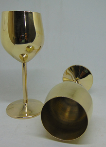 New Collection Vintage-Style Gold-Plated Stainless Steel Stemmed Wine Glass Indian <b>Goblet</b> for Use - Product Image 3
