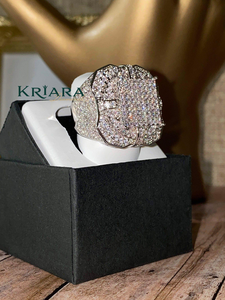 Unisex White Gold Diamond Ring Luxury Style Party Jewellry Lab Grown Diamonds D <b>Colour</b> Octagon <b>Shape</b> 925 Silver Ring - Product Image 3