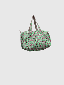 Bolsa de Viaje Grande con Estampado Floral Verde y Rosa, Bolsa de Fin de Semana con Cierre de Cremallera - Product Image 2