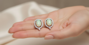 Pendientes Clásicos de Ópalo con Halo de Moissanita, Chapados en Rodio, Plata 925, Joyería para Mujer y Niña, Uso Diario, Regalo para Fiestas - Product Image 2