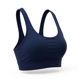 Sujetador deportivo azul real para mujer, sin aros, copa completa, espalda cruzada, de punto, de secado rápido, para todas las estaciones, estilo deportivo - Product Image 5