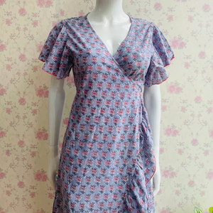 Vestido de verano transpirable con estampado de bloques a mano de alta calidad - Product Image 1