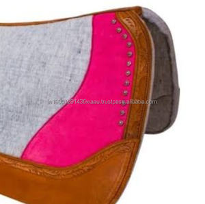 Vente chaude Nouvelle-Zélande Feutre De Laine Western Tapis De Selle Premium En Cuir Marron Patch Conception Doublure Polaire Durable Équitation - Product Image 3